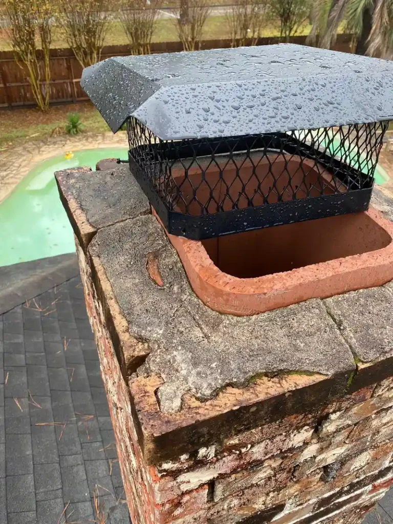 chimney cap repair-before- American Air Duct Services