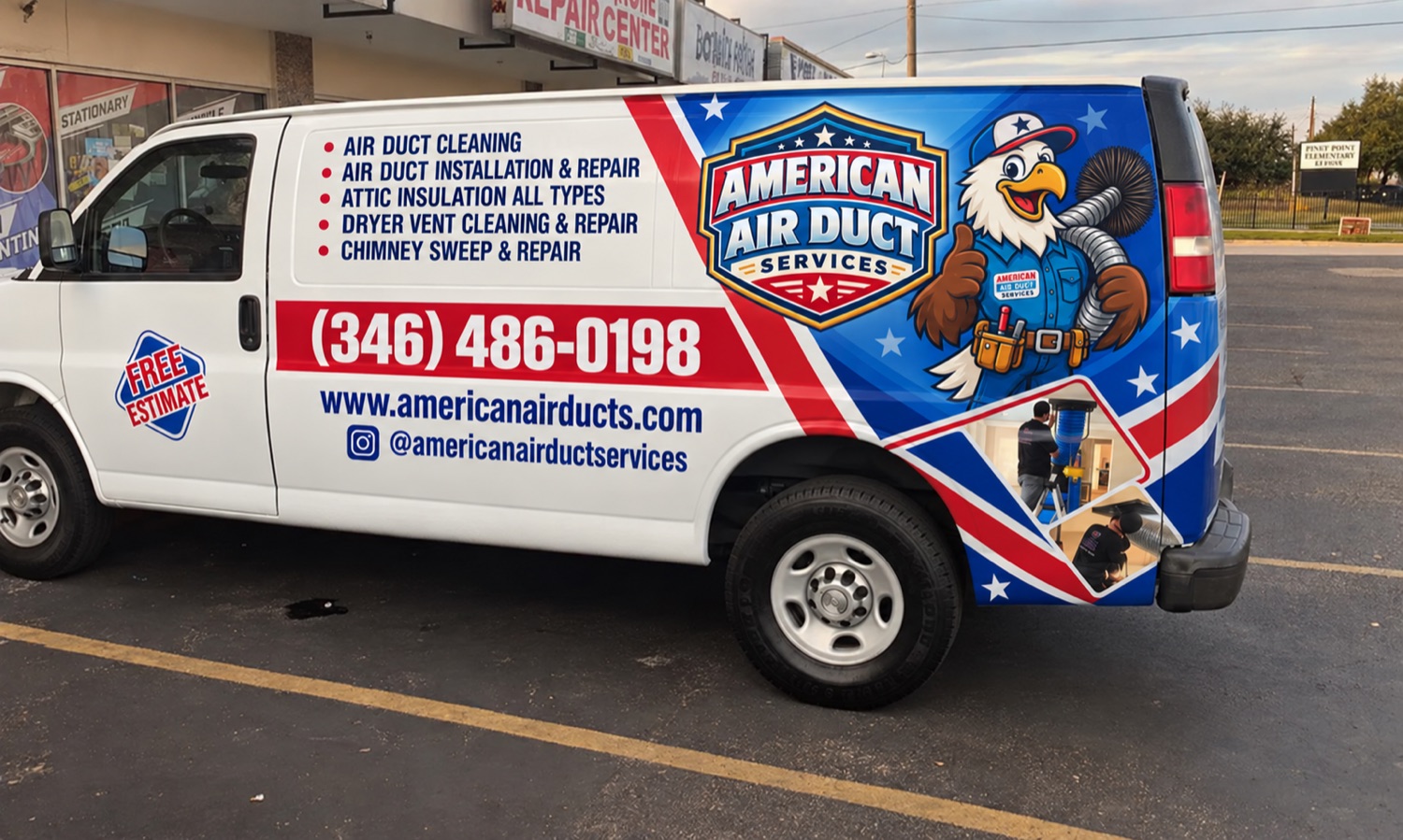 American Air Duct Services branded service van in Houston